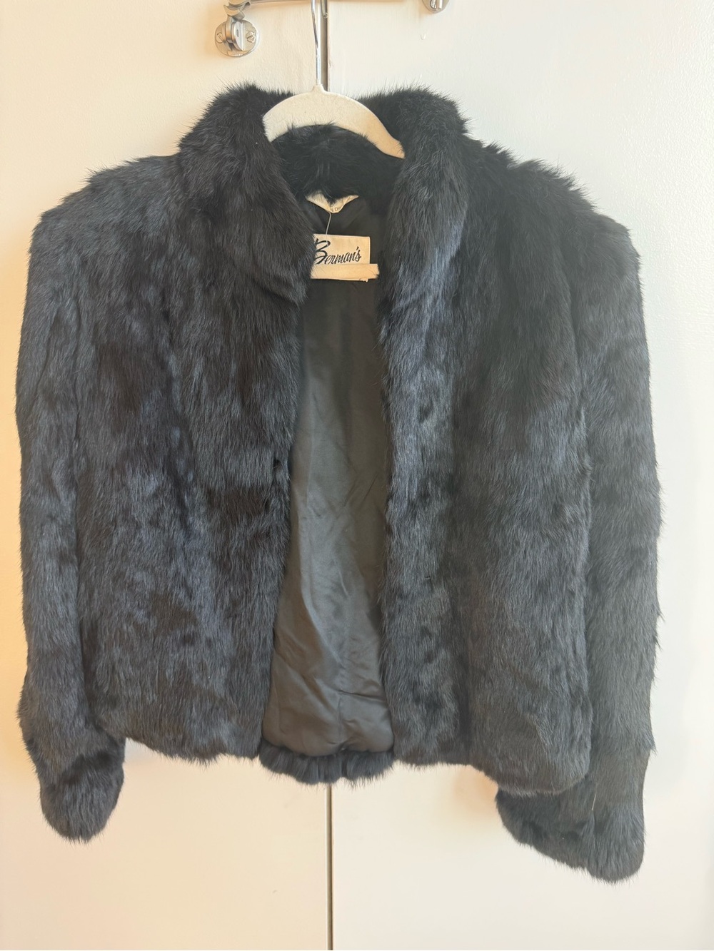 Vintage Black Genuine Rabbit Fur Jacket